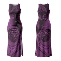 Personalised New Zealand Purple Darts Family Matching Tank Maxi Dress and Hawaiian Shirt Maori Fern Curve Style