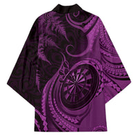 Personalised New Zealand Purple Darts Kimono Maori Fern Curve Style