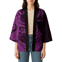 Personalised New Zealand Purple Darts Kimono Maori Fern Curve Style