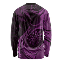 Personalised New Zealand Purple Darts Long Sleeve Shirt Maori Fern Curve Style