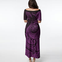 Personalised New Zealand Purple Darts Puletasi Maori Fern Curve Style