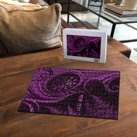 Personalised New Zealand Purple Darts Puzzle Maori Fern Curve Style