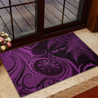 Personalised New Zealand Purple Darts Rubber Doormat Maori Fern Curve Style