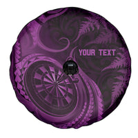 Personalised New Zealand Purple Darts Spare Tire Cover Maori Fern Curve Style