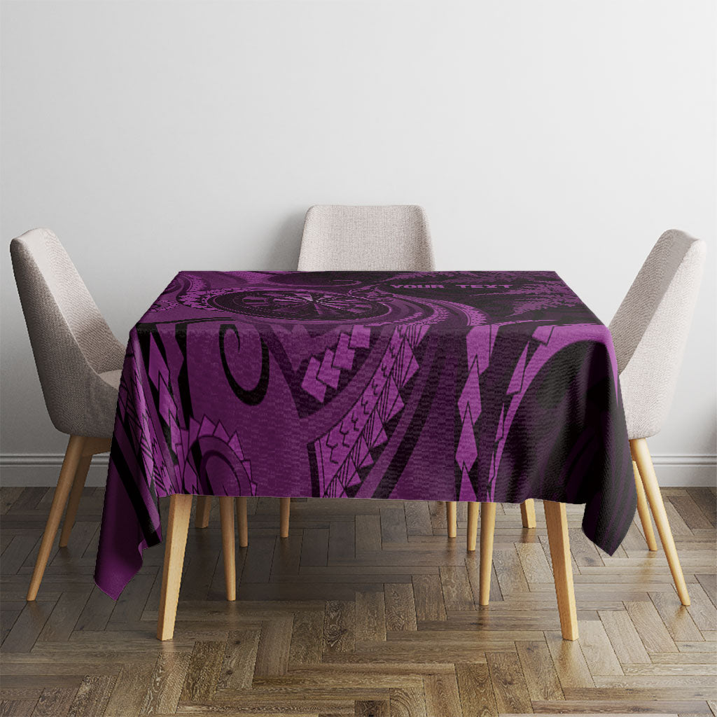 Personalised New Zealand Purple Darts Tablecloth Maori Fern Curve Style