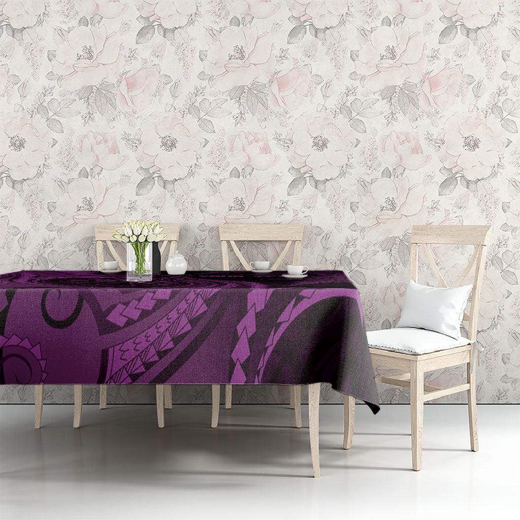 Personalised New Zealand Purple Darts Tablecloth Maori Fern Curve Style