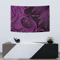 Personalised New Zealand Purple Darts Tapestry Maori Fern Curve Style