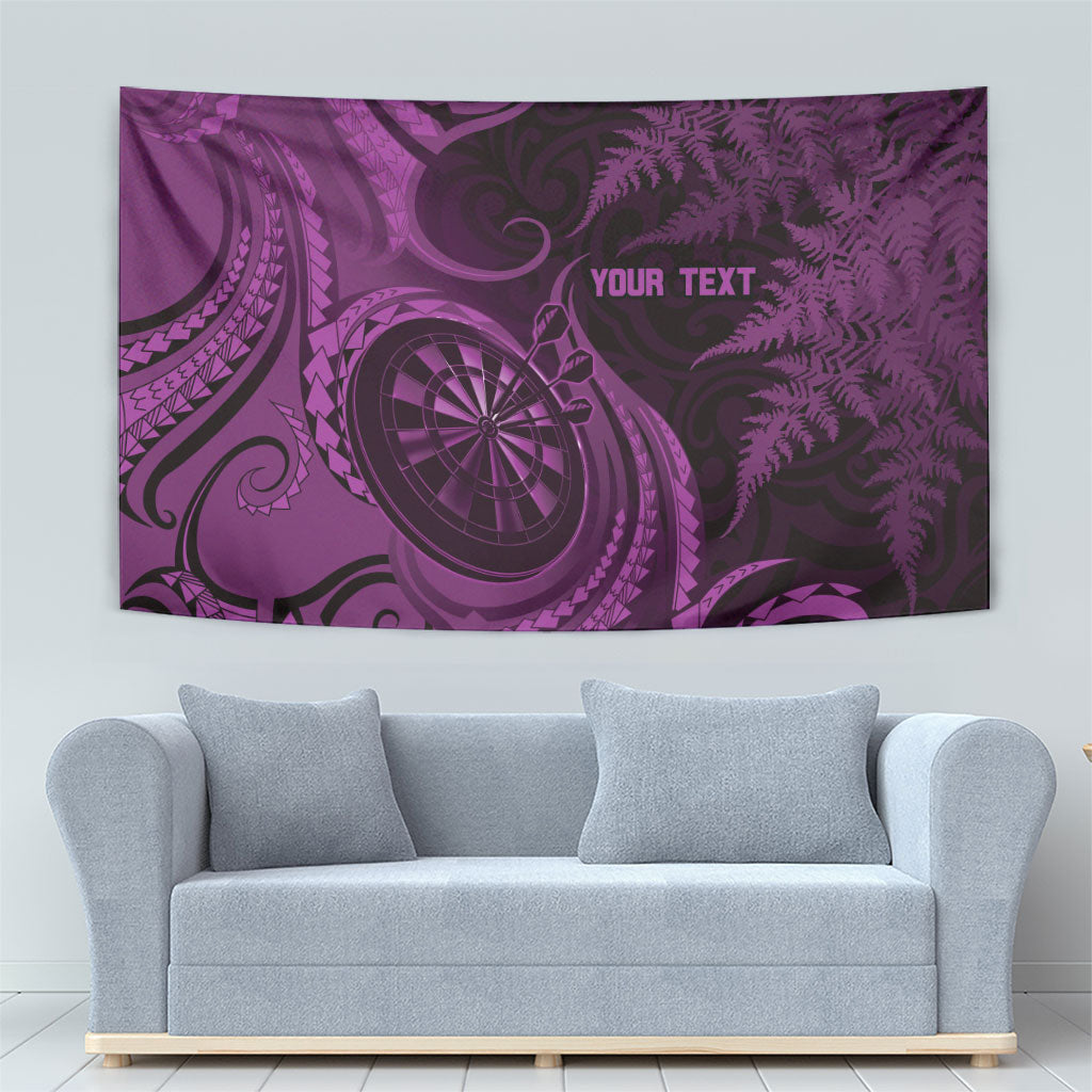 Personalised New Zealand Purple Darts Tapestry Maori Fern Curve Style