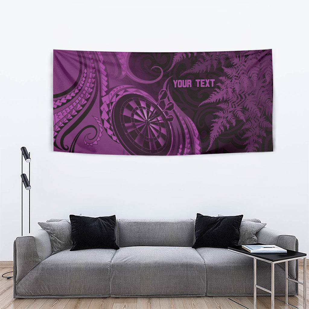 Personalised New Zealand Purple Darts Tapestry Maori Fern Curve Style