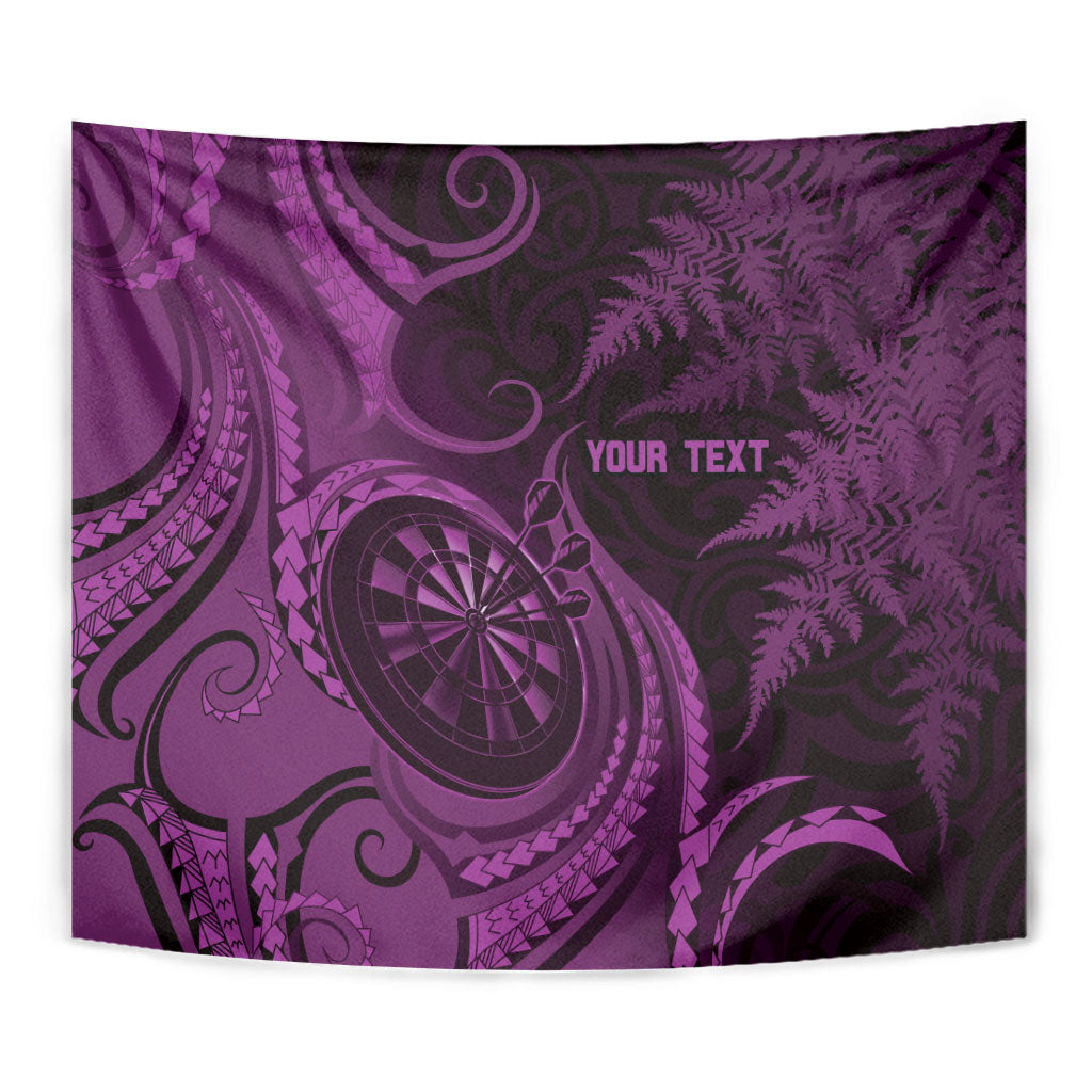 Personalised New Zealand Purple Darts Tapestry Maori Fern Curve Style