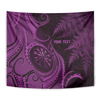 Personalised New Zealand Purple Darts Tapestry Maori Fern Curve Style