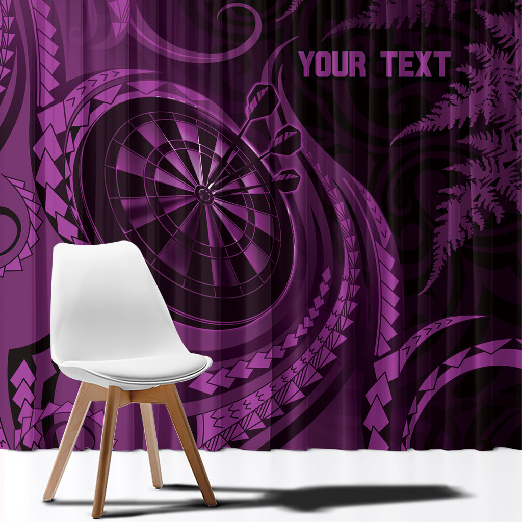 Personalised New Zealand Purple Darts Window Curtain Maori Fern Curve Style