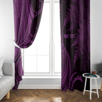 Personalised New Zealand Purple Darts Window Curtain Maori Fern Curve Style