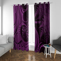 Personalised New Zealand Purple Darts Window Curtain Maori Fern Curve Style
