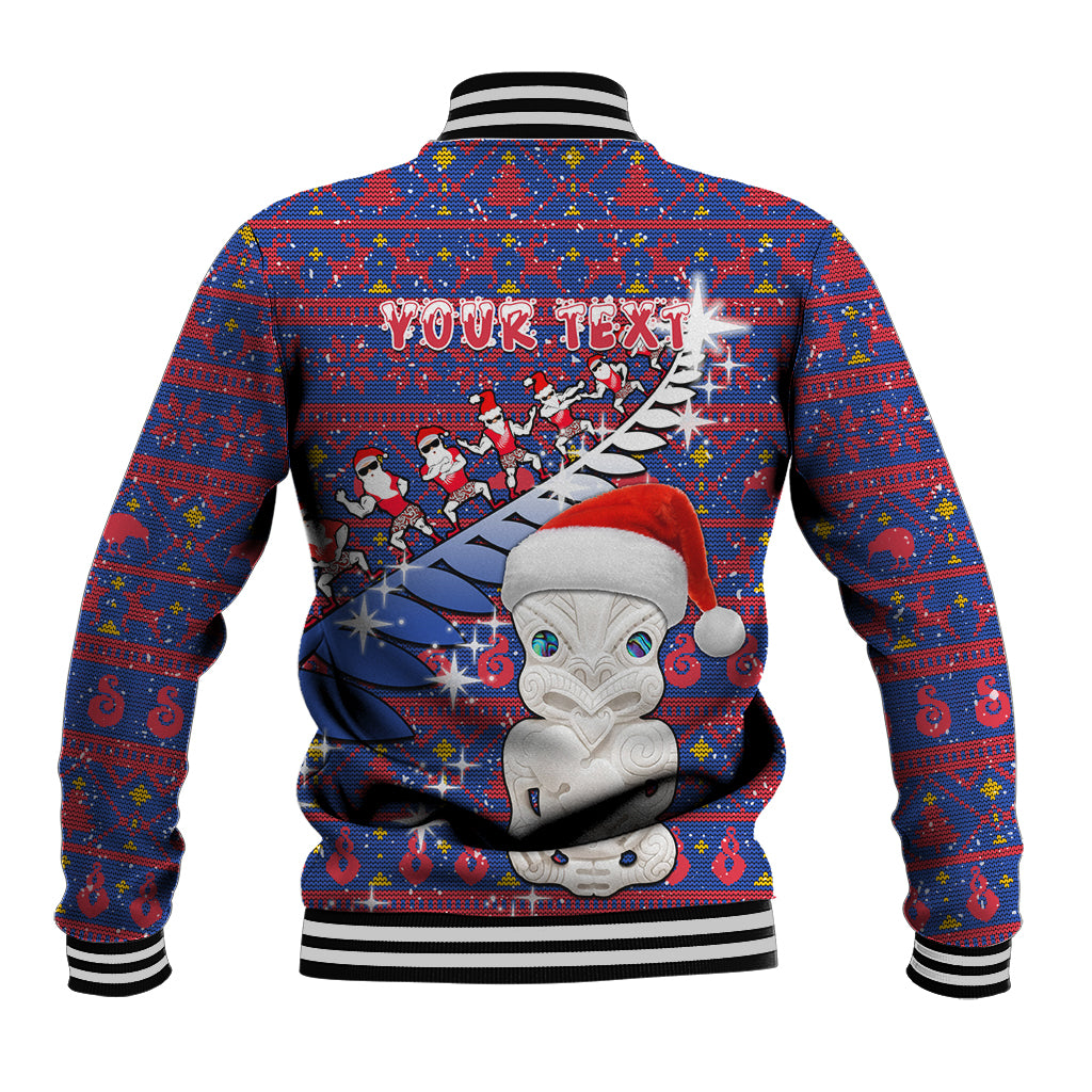 Personalized New Zealand Christmas Baseball Jacket Haka Fern Santa Tiki Meri Kirihimete LT05 - Polynesian Pride
