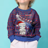 Personalised New Zealand Christmas Kid Ugly Christmas Sweater Haka Fern Santa Tiki Meri Kirihimete LT05 - Polynesian Pride