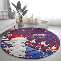New Zealand Christmas Round Carpet Haka Fern Santa Tiki Meri Kirihimete LT05 - Polynesian Pride