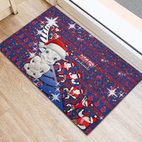 New Zealand Christmas Rubber Doormat Haka Fern Santa Tiki Meri Kirihimete LT05 - Polynesian Pride