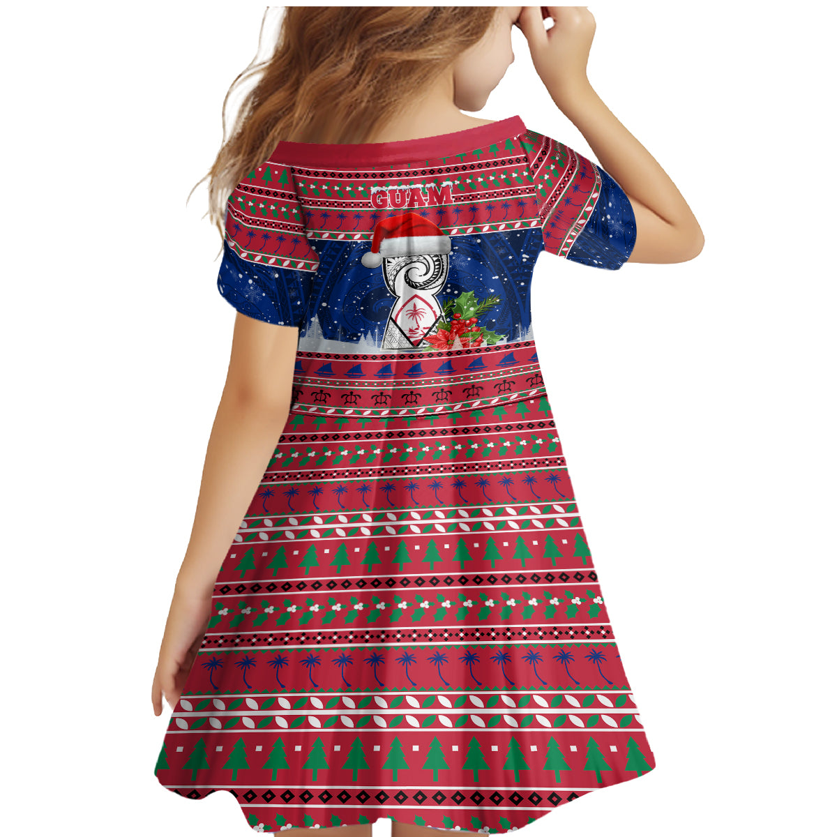 Guam Christmas Family Matching Mermaid Dress and Hawaiian Shirt Guaman Seal Poinsettia Felis Pasgua LT05 - Polynesian Pride