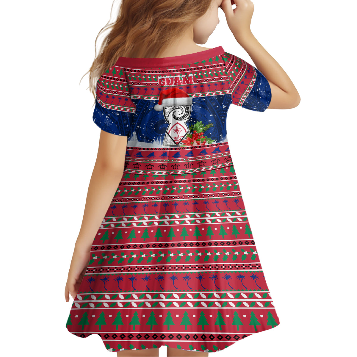 Guam Christmas Family Matching Puletasi Dress and Hawaiian Shirt Guaman Seal Poinsettia Felis Pasgua LT05 - Polynesian Pride