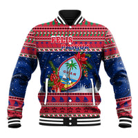 Personalized Guam Christmas Baseball Jacket Guaman Seal Poinsettia Felis Pasgua LT05 Unisex Red - Polynesian Pride