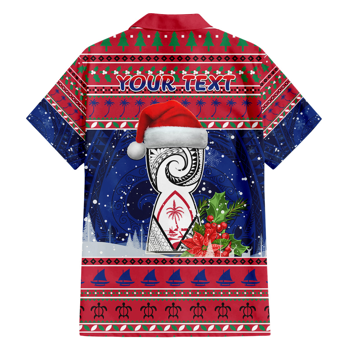 Personalized Guam Christmas Family Matching Tank Maxi Dress and Hawaiian Shirt Guaman Seal Poinsettia Felis Pasgua LT05 - Polynesian Pride