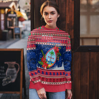 Personalised Guam Christmas Ugly Christmas Sweater Guaman Seal Poinsettia Felis Pasgua LT05 - Polynesian Pride