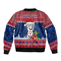 Personalized Guam Christmas Sleeve Zip Bomber Jacket Guaman Seal Poinsettia Felis Pasgua LT05 - Polynesian Pride