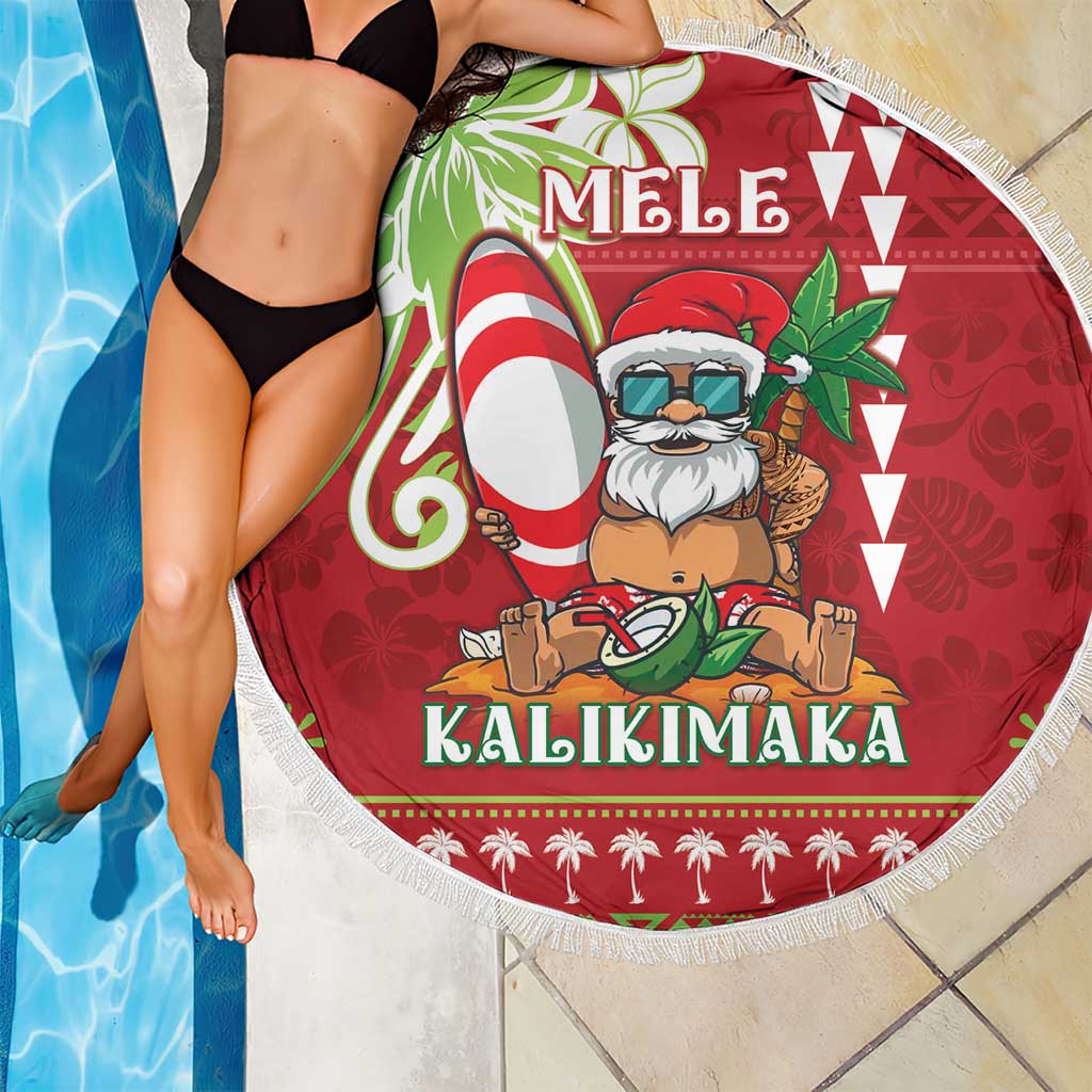 Hawaii Christmas Beach Blanket Funny Santa Claus Surf Mele Kalikimaka