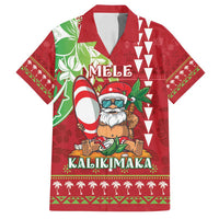Personalised Hawaii Christmas Family Matching Long Sleeve Bodycon Dress and Hawaiian Shirt Funny Santa Claus Surf Mele Kalikimaka LT05 Dad's Shirt - Short Sleeve Red - Polynesian Pride
