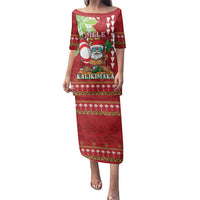 Personalised Hawaii Christmas Family Matching Puletasi and Hawaiian Shirt Funny Santa Claus Surf Mele Kalikimaka LT05 Mom's Dress Red - Polynesian Pride