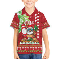 Personalised Hawaii Christmas Family Matching Puletasi and Hawaiian Shirt Funny Santa Claus Surf Mele Kalikimaka LT05 Son's Shirt Red - Polynesian Pride