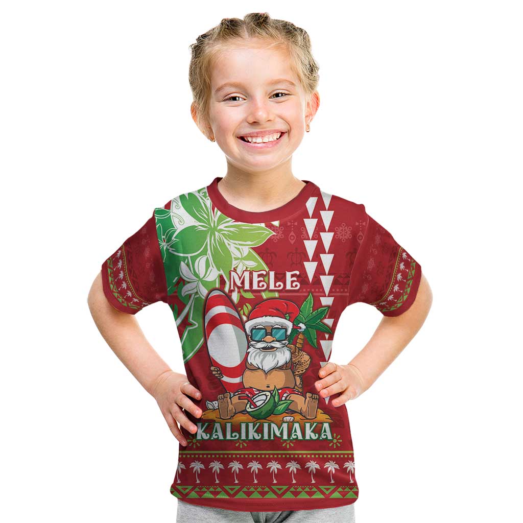 Personalised Hawaii Christmas Kid T Shirt Funny Santa Claus Surf Mele Kalikimaka