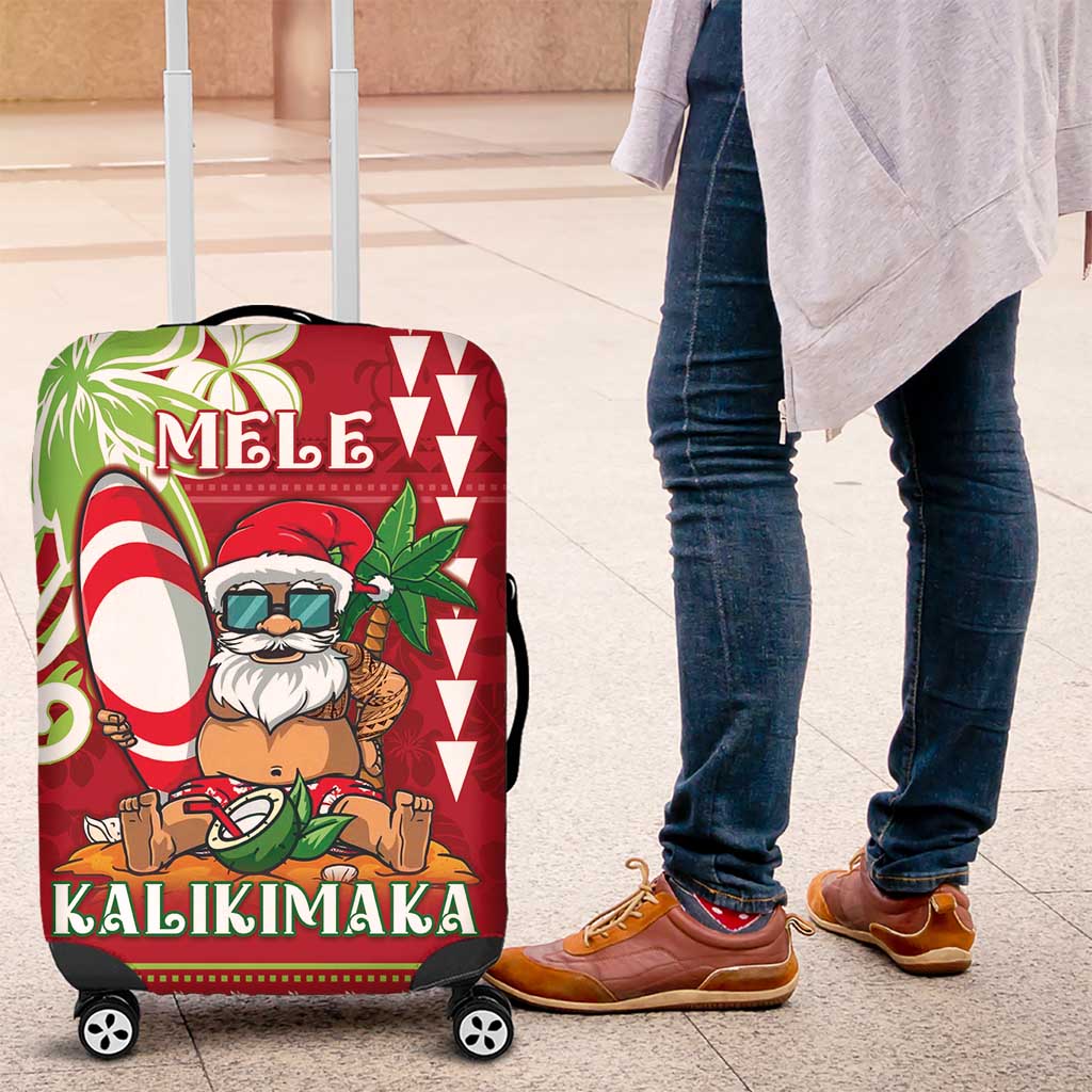 Hawaii Christmas Luggage Cover Funny Santa Claus Surf Mele Kalikimaka