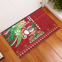 Hawaii Christmas Rubber Doormat Funny Santa Claus Surf Mele Kalikimaka