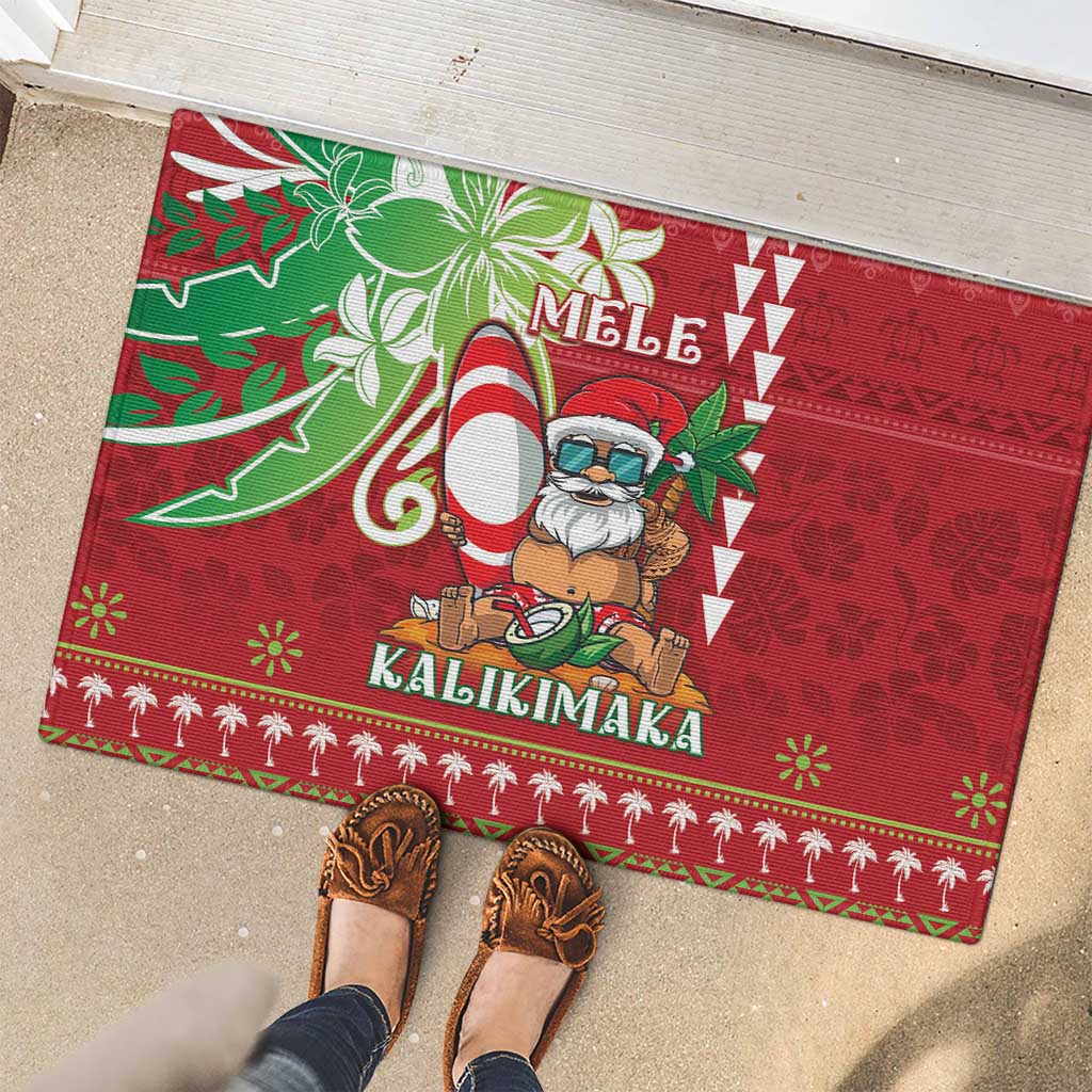 Hawaii Christmas Rubber Doormat Funny Santa Claus Surf Mele Kalikimaka
