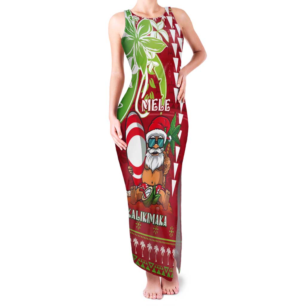 Personalised Hawaii Christmas Tank Maxi Dress Funny Santa Claus Surf Mele Kalikimaka