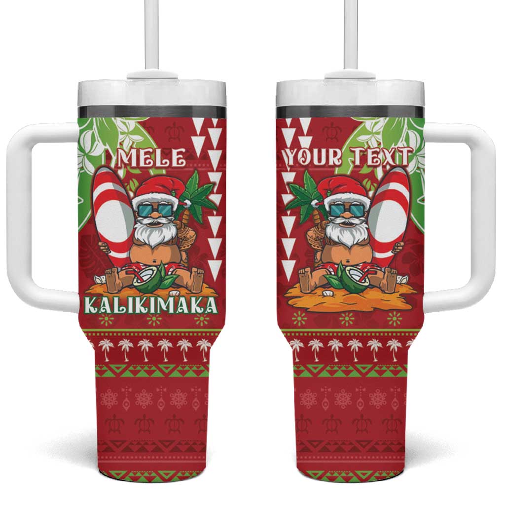 Personalised Hawaii Christmas Tumbler With Handle Funny Santa Claus Surf Mele Kalikimaka