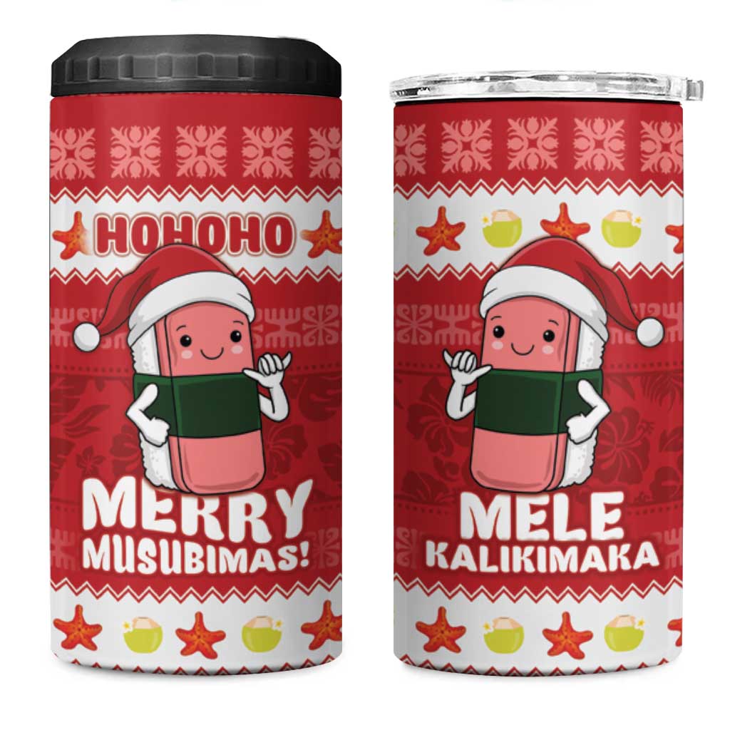 Hawaii Funny Christmas 4 in 1 Can Cooler Tumbler Spam Musubi Santa