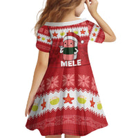 Hawaii Funny Christmas Family Matching Off The Shoulder Long Sleeve Dress and Hawaiian Shirt Spam Musubi Santa