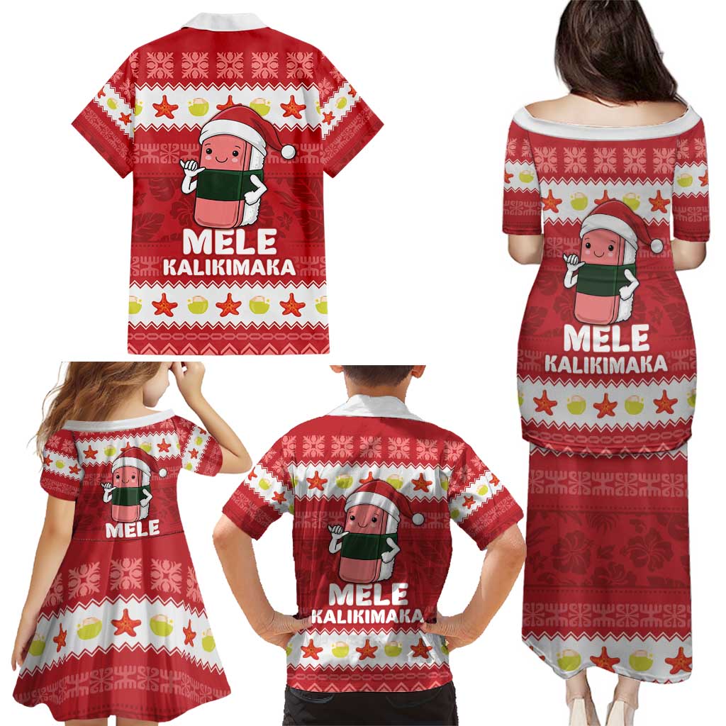Hawaii Funny Christmas Family Matching Puletasi and Hawaiian Shirt Spam Musubi Santa LT05 - Polynesian Pride
