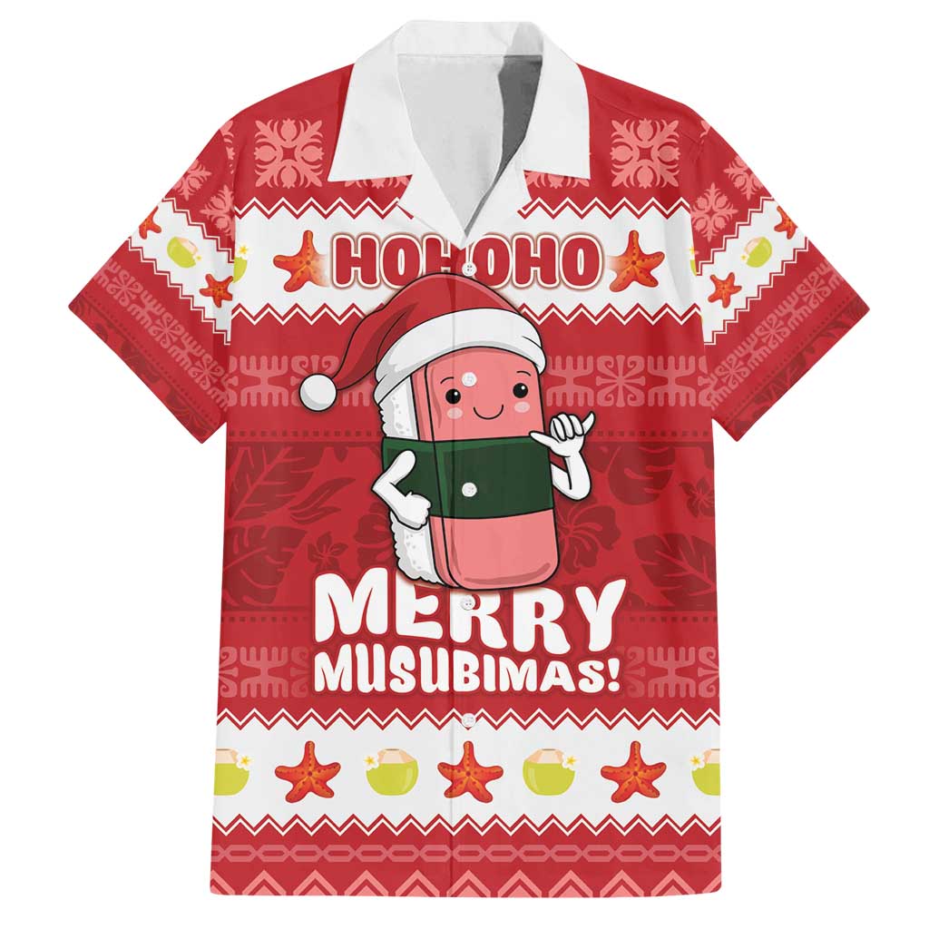 Hawaii Funny Christmas Family Matching Puletasi and Hawaiian Shirt Spam Musubi Santa LT05 Dad's Shirt - Short Sleeve Red - Polynesian Pride