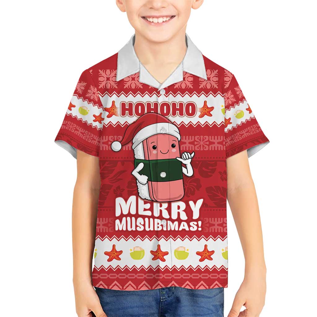 Hawaii Funny Christmas Family Matching Puletasi and Hawaiian Shirt Spam Musubi Santa LT05 Son's Shirt Red - Polynesian Pride