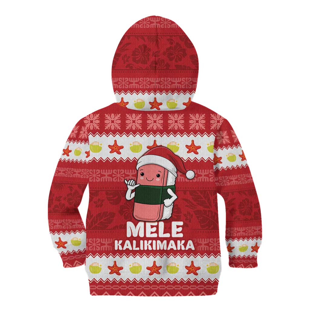Hawaii Funny Christmas Kid Hoodie Spam Musubi Santa