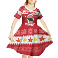 Hawaii Funny Christmas Kid Short Sleeve Dress Spam Musubi Santa