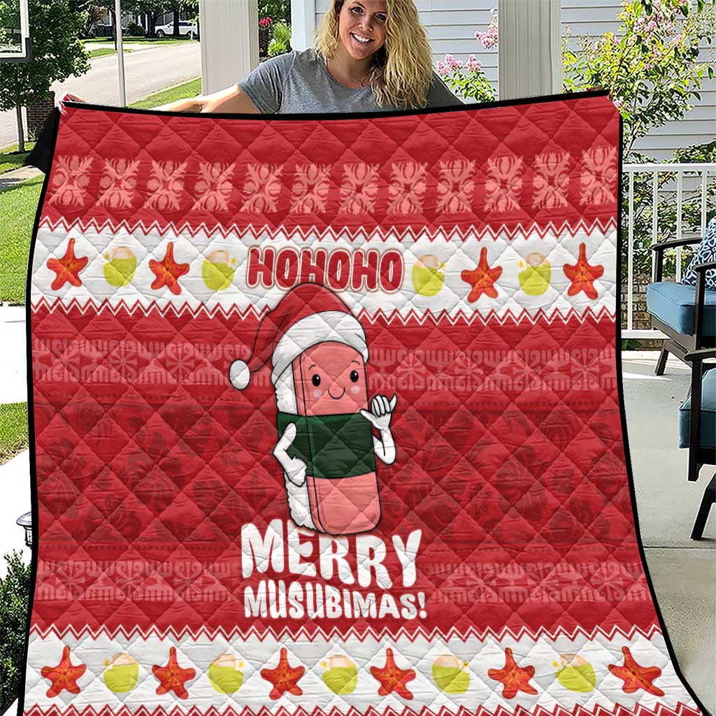 Hawaii Funny Christmas Quilt Spam Musubi Santa