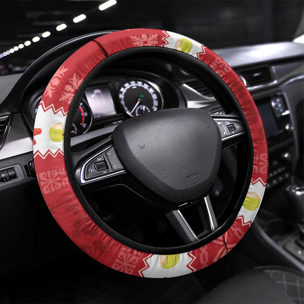 Hawaii Funny Christmas Steering Wheel Cover Spam Musubi Santa