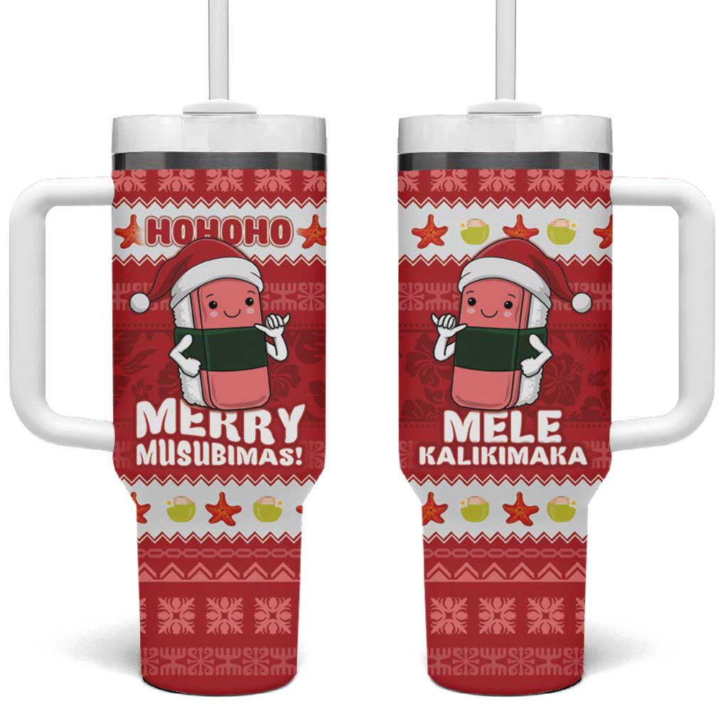 Hawaii Funny Christmas Tumbler With Handle Spam Musubi Santa