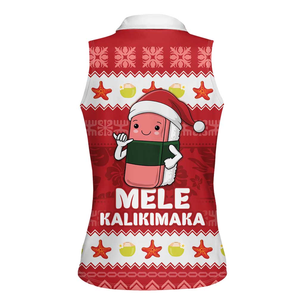 Hawaii Funny Christmas Women Sleeveless Polo Shirt Spam Musubi Santa LT05 - Polynesian Pride