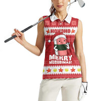 Hawaii Funny Christmas Women Sleeveless Polo Shirt Spam Musubi Santa LT05 - Polynesian Pride